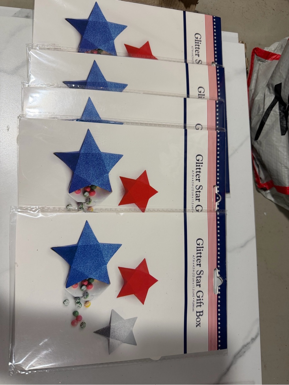 5 packs of glitter star gift boxes 🇺🇸